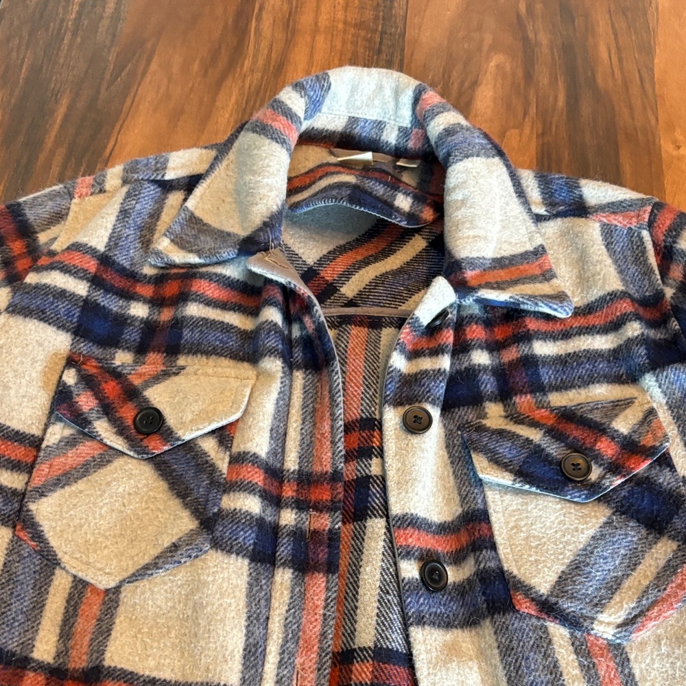 Plaid Shacket Jacket in Cream, Navy & Rust